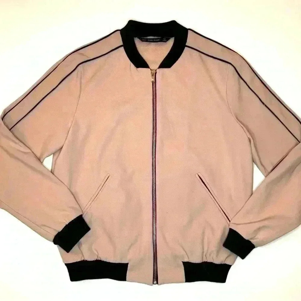 Zara Basic Womens Pink Bomber Jacket Size Xs - image 1